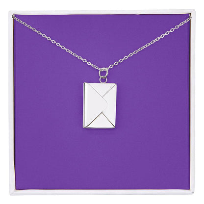 First [f] Engraved Envelope Necklace