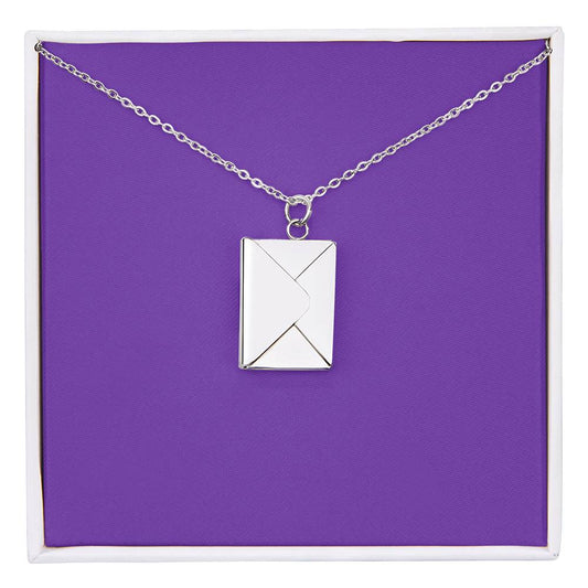 First [s] Engraved Envelope Necklace
