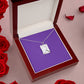 First [f] Engraved Envelope Necklace